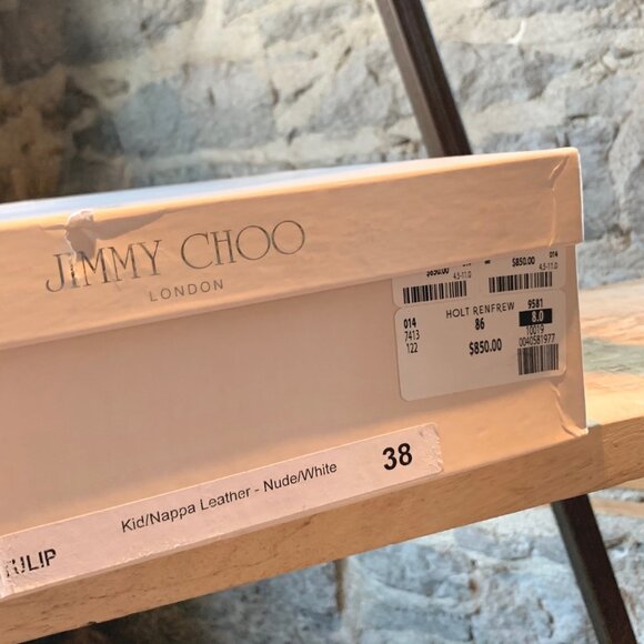 Jimmy Choo Ivory Nude Leather Tulip Platform Pumps - Picture 10 of 10